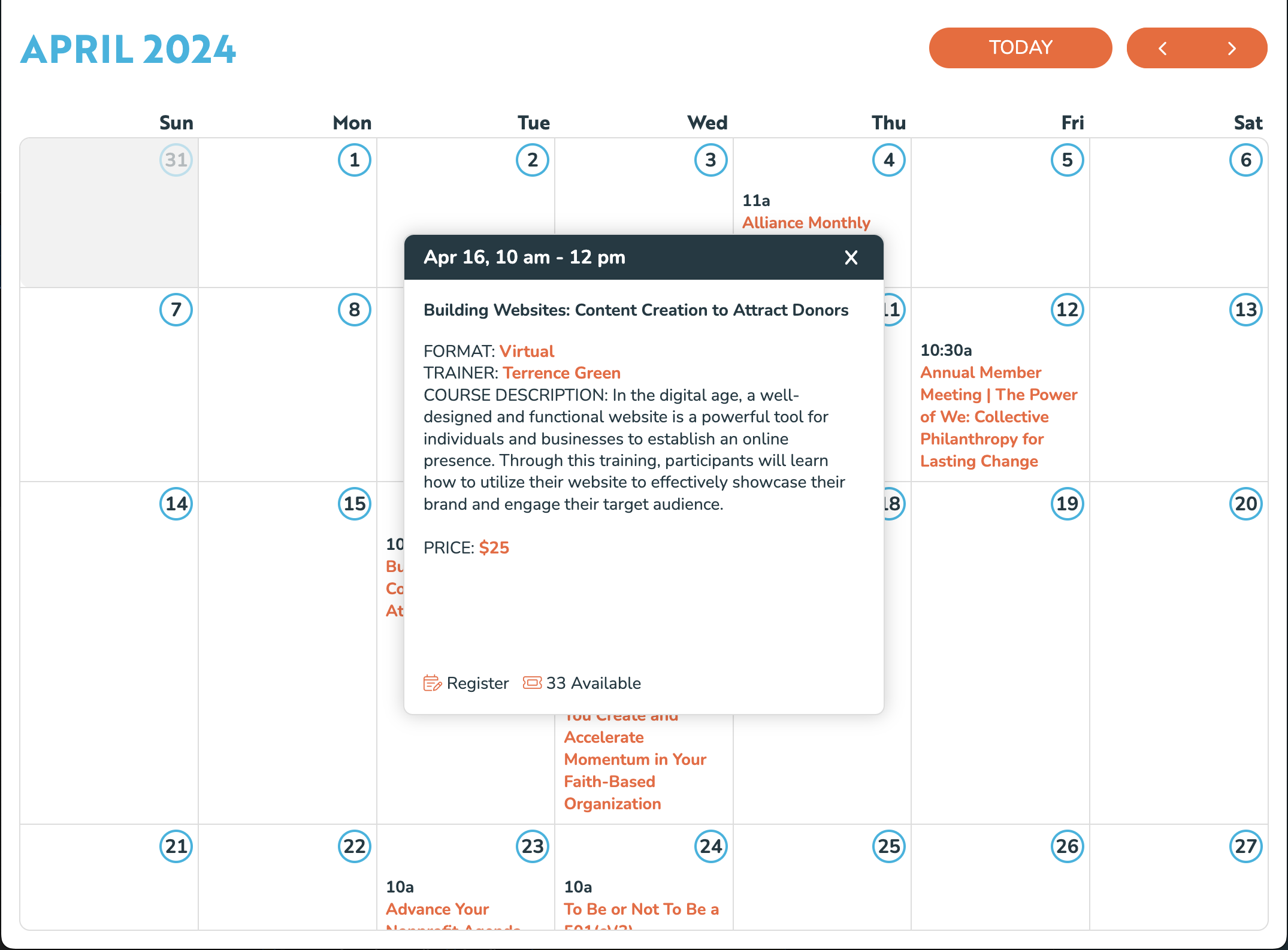 calendar with events